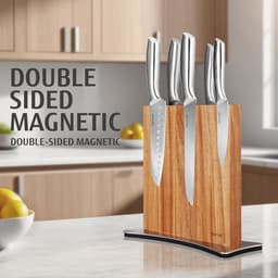 hecef Magnetisch Messenblok Zonder Messen, Krachtige Magneten aan Beide Zijden, Hoogwaardig Hout, Stevige Ruimtebesparende Organizer voor Koksmes, Hakmes, Schaar (24x26,6 cm) — thumbnail 5