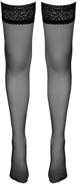 Cottelli Collection – Net Kousen Stay Up Variant met Siliconen Sluiting Anti Slip – Maat M – Zwart — thumbnail 2