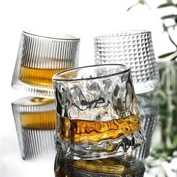 Whiskyglazenset van roterend glas, Wisky-glazen met bolvormige bodem voor proeverijen, 4 stuks, 4 stuks, speciaal voor rum, gin, amaro en sterke drank — thumbnail 5