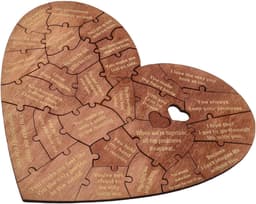 Houten Hartpuzzel - Cadeau Doos - Romantisch Cadeau - 28 Redenen - 12.5 cm - Houtkleur — thumbnail 3