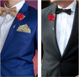 Knoopsgaten met rozen, bruiloft, voor heren, 10 stuks, handgemaakt, met bloem, reversspeld, voor bruiloft, prom, wijnrood — thumbnail 4