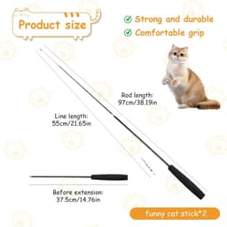 7 stuks kattenspeelgoed, interactief kattenspeelgoed met veren, kattenspeelgoed met 2 intrekbare kattenhengelvervangingen en 5 veren speelgoed met belletjes, voor kleine huiskatten — thumbnail 2