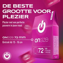 ON) ONsize condooms | 72 mm breedte | 50 stuks verpakking | Flinterdun | met siliconen glijmiddel | Dunne 0,07 mm wanddikte — thumbnail 2