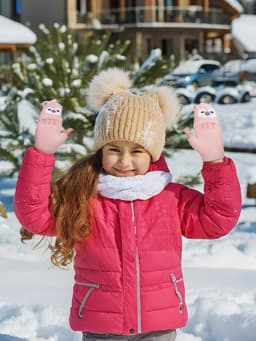 Handschoenen Convertible Flip Top Handschoenen Winter Warm Gebreide Half Vinger Wanten Voor Kinderen Jongen Meisjes 5-10 Jaar — thumbnail 2