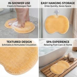 Foot Cleaner - 3D Massage Foot Mat with 75 Suction Cups, Easy Cleaning without Bending, Soft TPR Brushes, Relief of - ShopVlot — thumbnail 3