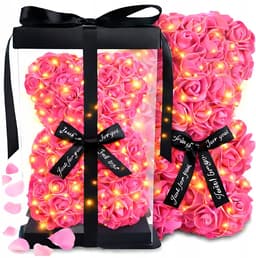 XXL Rozenbeer - LED Verlichting - Valentijnsdag - Dag van de Vrouw - 25 cm — thumbnail 1