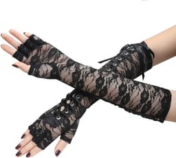 Dailygoody - Kanten handschoenen - Punkhandschoenen - Sexy accessoires - Zwart - Flirtende handschoenen - Perfect voor Halloween en feestjes - Elleboo... — thumbnail 4