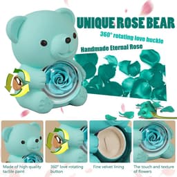Rozenbeer Cadeauset - Eeuwige Roos Beer - Liefde Tonen - Draaibare Hartjesdoos - 400 Gram - Blauw — thumbnail 3