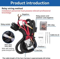 Dailygoody - Universele Horn Wiring Harness Kit - Hoogwaardige Air Horn Bekabeling - 12V - Betrouwbare installatie - Duurzaam materiaal - Geschikt voo. — thumbnail 2