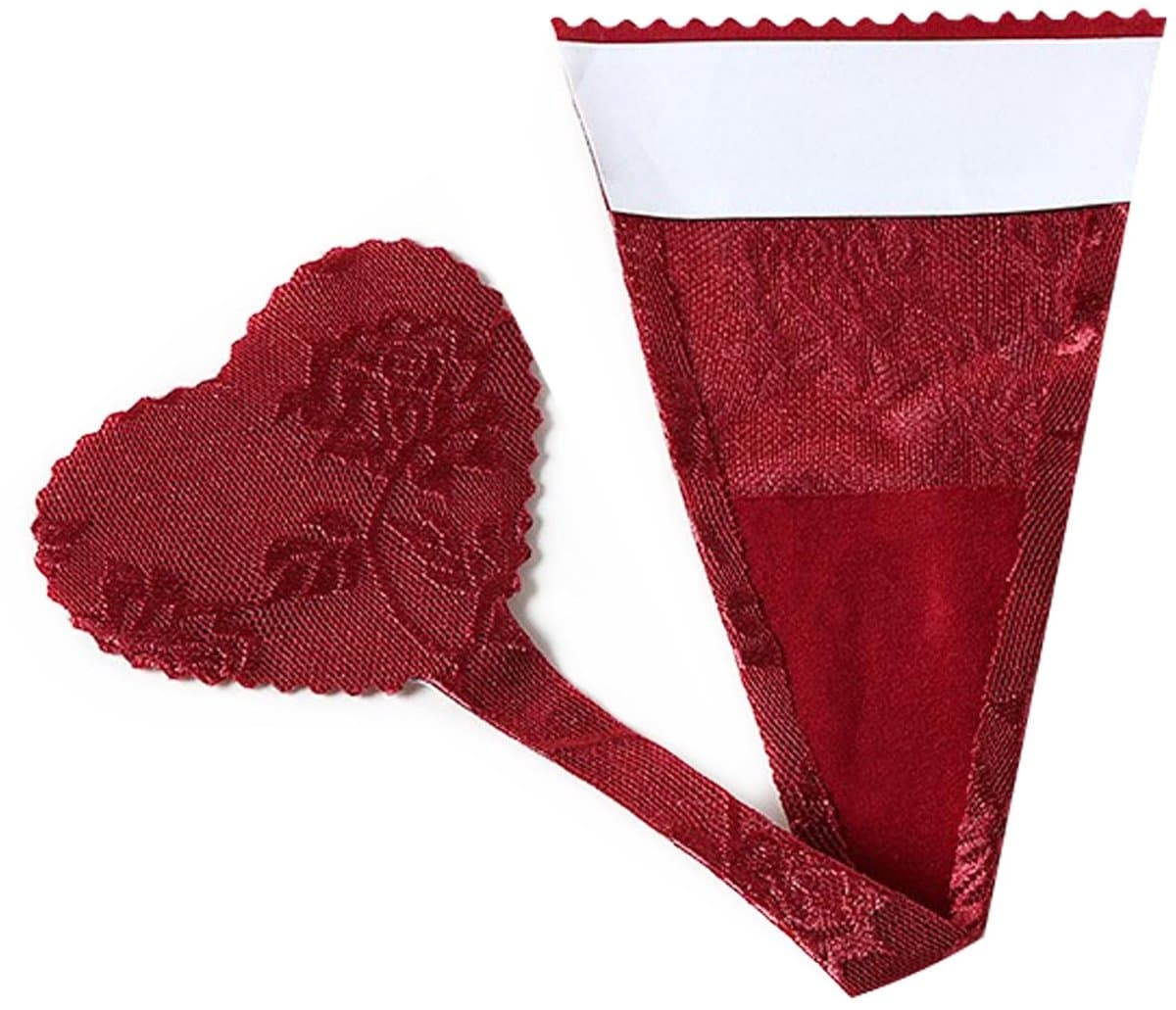 MTTProducts - C-String Thong - Strapless Ondergoed - Hartvormig Design - Wijnrood/Perzik - Geen Panty Lijn - Perfect voor Onder Kleding - Dames — afbeelding 1