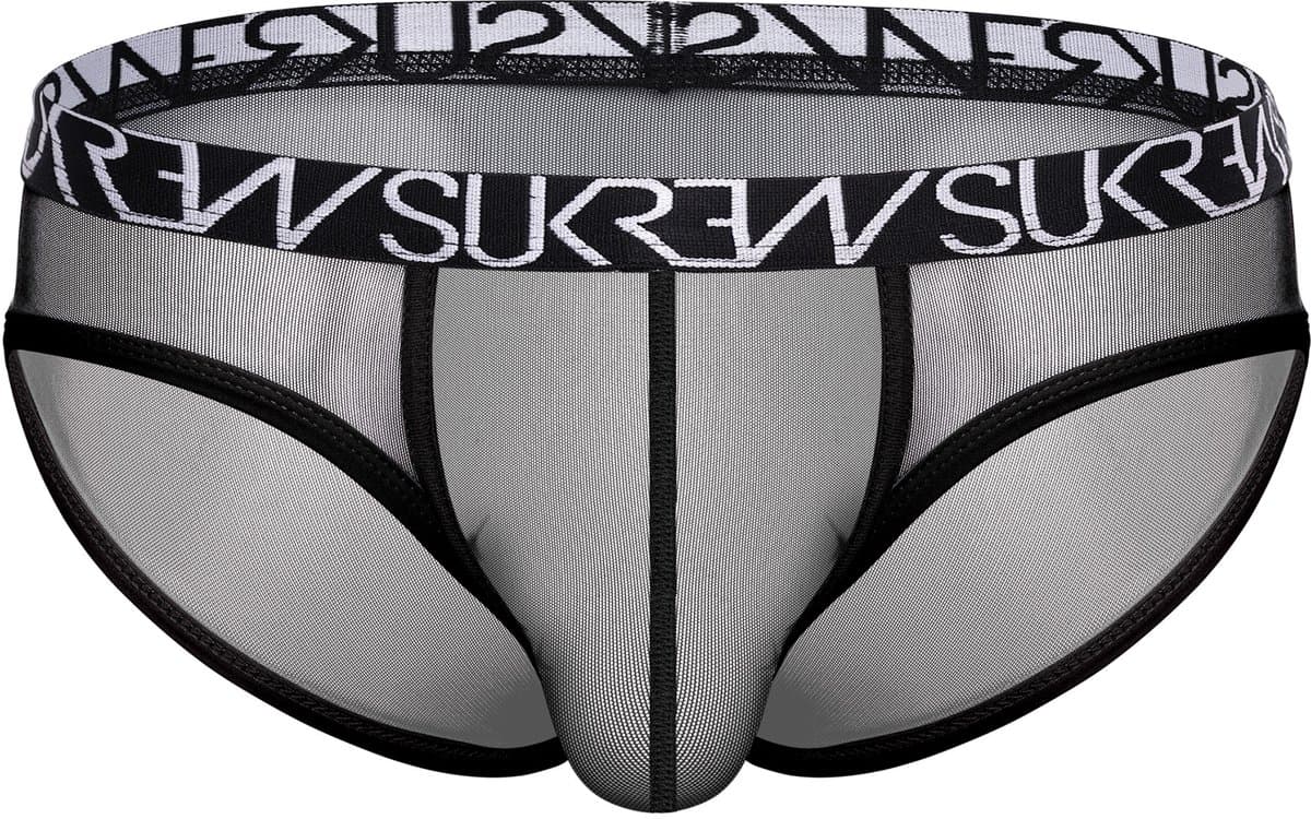 SUKREW Sheer Low-rise Brief Underground Black - MAAT XXL - Erotisch Heren Ondergoed - Slip voor Man - Sexy mannen Slip — afbeelding 1