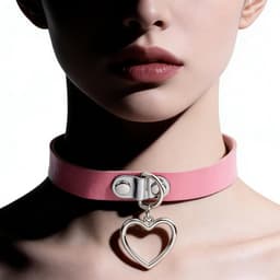 Dailygoods - Dailygoody - Punk Rock Gothic lederen halsband - Dames choker - Verstelbaar - Zwart, roze, lila, rood - Hanger hart - Stijlvolle accessoire voor elke — thumbnail 2