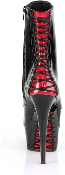 Pleaser - DELIGHT1020FH Plateau Laarzen - US 11 - 41 Shoes - Zwart/Rood — thumbnail 4