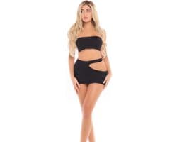 Pink Lipstick Lingerie Top en rok set FEMME SEAMLESS 2PC SET Zwart