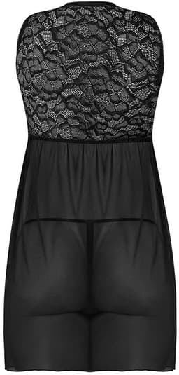 Magic Silk Babydoll met Open Rug & G-String Set - XXL black Queen Size — thumbnail 2