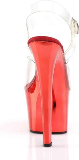 Pleaser - SKY-308 Sandaal met enkelband, Paaldans schoenen - Paaldans schoenen - 45 Shoes - Rood/Transparant — thumbnail 4