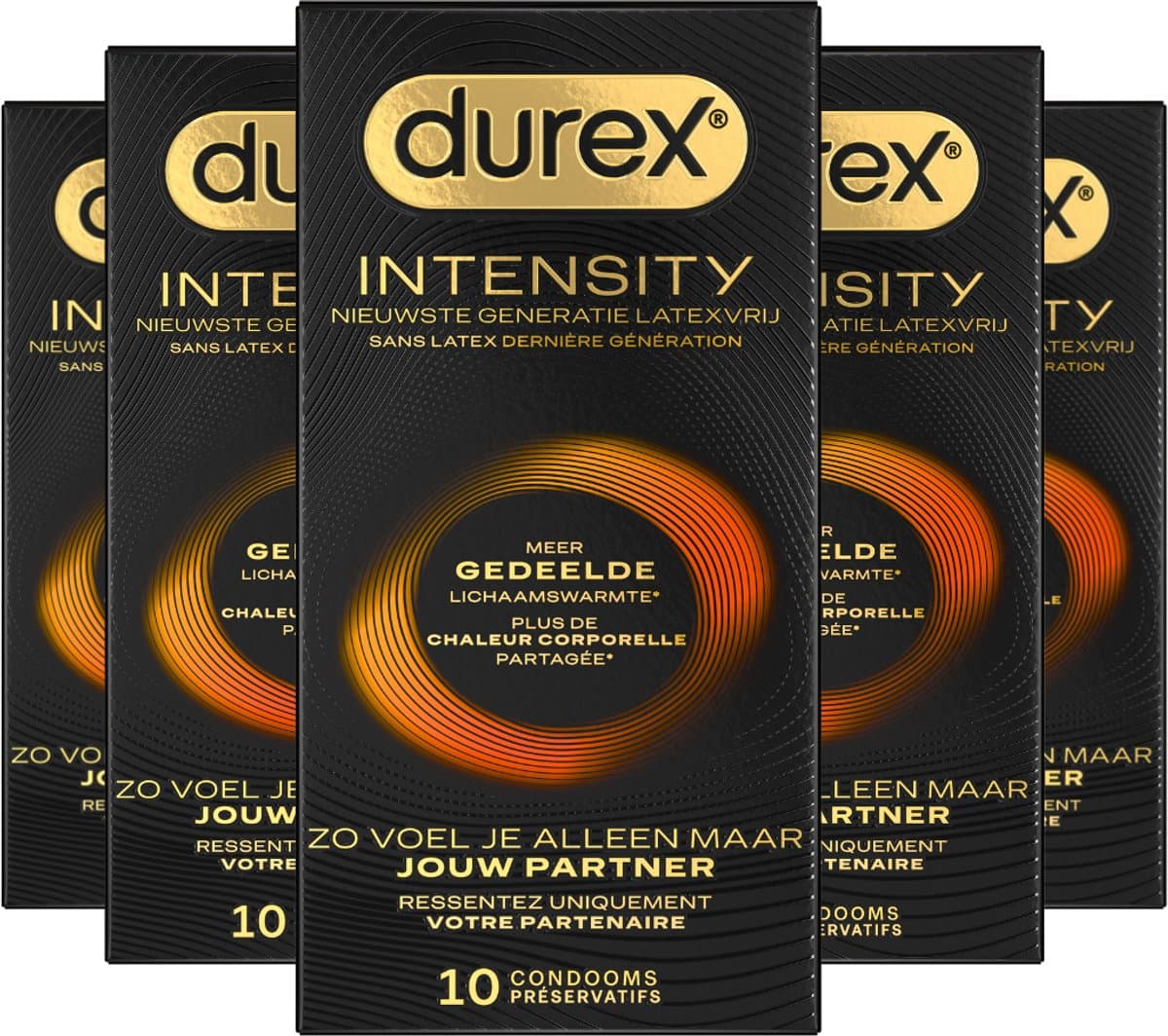 Durex Intensity Condooms - Nieuwste generatie ultradunne, latexvrije condooms voor mannen – Gedeelde lichaamswarmte - 5 x 10 stuks - Voordeelverpakking — afbeelding 1