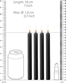 Teasing Wax Candles Large - Parafin - 4-pack - Black — thumbnail 4
