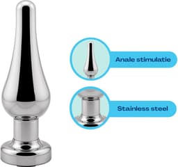 Cupitoys® Metalen buttplug - Zilver - Diamant blauw - Taps - Medium - Sex toys voor vrouwen - Sex toys voor mannen - Buttplugs — thumbnail 5