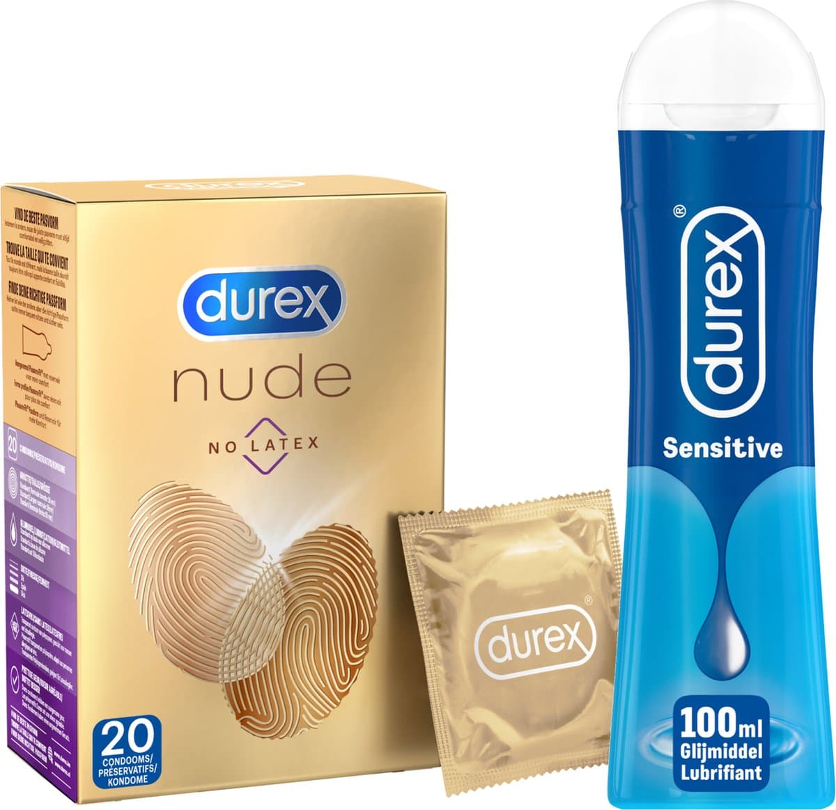Durex - 20 stuks Condooms - Nude No Latex - 100ml Glijmiddel - Play Sensitive - Voordeelverpakking — afbeelding 1