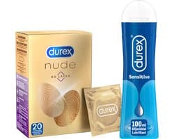 Durex - 20 stuks Condooms - Nude No Latex - 100ml Glijmiddel - Play Sensitive - Voordeelverpakking