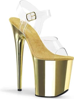 Pleaser - FLAMINGO-808 Sandaal met enkelband, Paaldans schoenen - Paaldans schoenen - 40 Shoes - Goudkleurig — thumbnail 1