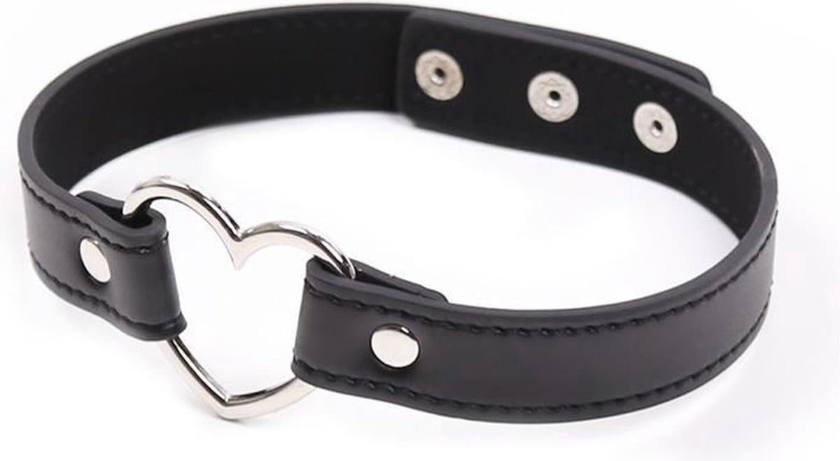 Finnacle - BDSM Choker met Hart - Zwart - PU leer — afbeelding 1