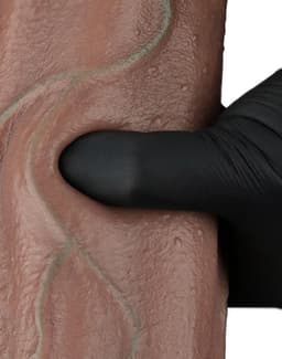 LoveToy - Dubbellaagse siliconen dildo XXL 33 cm (Ø7.6 cm) - Bruin — thumbnail 3