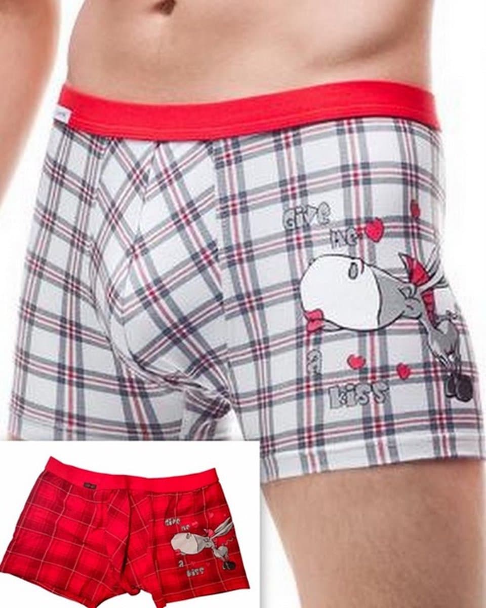 Cornette - heren katoen shorts- rood- Give me a kiss - Valentijnsdag cadeau - XL — afbeelding 1
