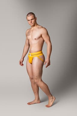 MM Sports The Original No. 10 Swimmer/Jogger Jockstrap 3 inch Yellow - MAAT XL - Heren Ondergoed - Jockstrap voor Man - Mannen Jock — thumbnail 7