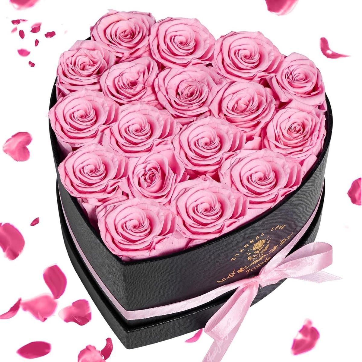 17 Stuks Cadeauset met Echte Gestoofde Rozen - Eeuwige Bloem in Hartvorm voor Vrouwen — afbeelding 1