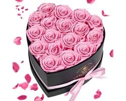 17 Stuks Cadeauset met Echte Gestoofde Rozen - Eeuwige Bloem in Hartvorm voor Vrouwen
