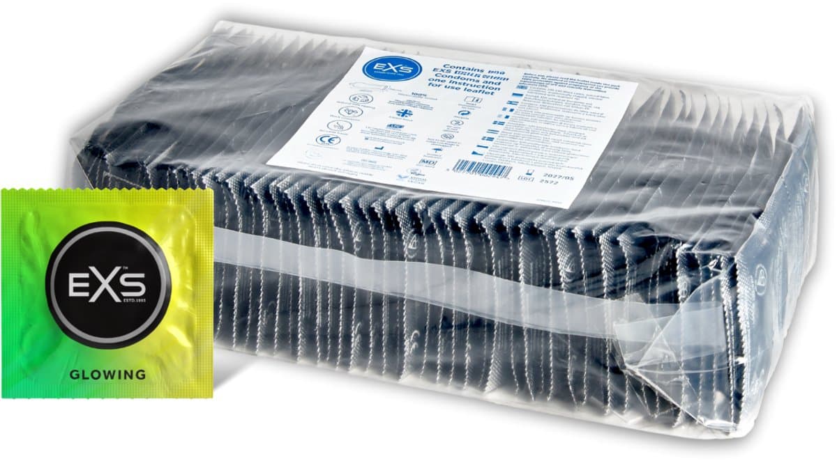 EXS Glow in the Dark lichtgevende condooms 100 stuks (grootverpakking) — afbeelding 1