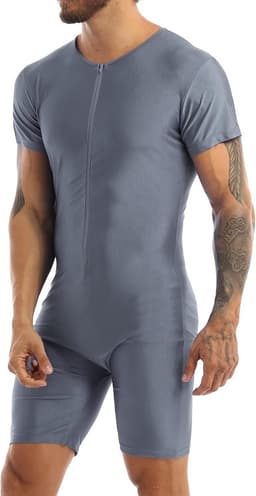 Heren Bodysuit Kort Mouw met Ritssluiting - Slim Fit Onderhemd Overall — thumbnail 6