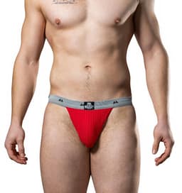 MM Sports The Original Swimmer/Jogger Jockstrap 1 inch Red - MAAT S - Heren Ondergoed - Jockstrap voor Man - Mannen Jock — thumbnail 2