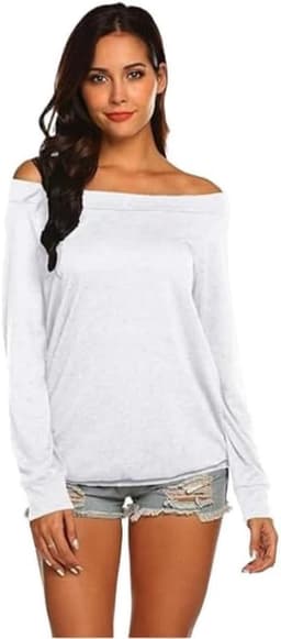 Off-the-Shoulder T-shirt met Lange Mouwen voor Vrouwen – Zacht en Elegante Tops in Verschillende Kleuren — thumbnail 5