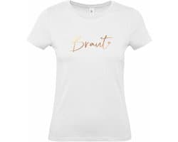 T-shirt bruid met hartje in wit & roségoud
