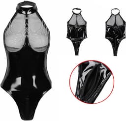 Glanzende Catsuit Dames Lakleren Bodysuit met Ritssluiting - High Cut String — thumbnail 2