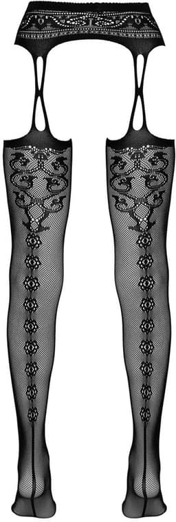 Cottelli Collection – Naadloze Jarretel Gordel met Net Kousen voor Gewillige Look – Maat S/M - Zwart — thumbnail 2