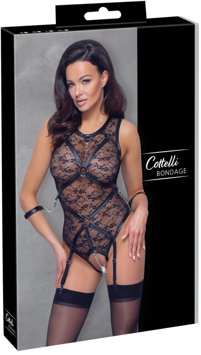 Kanten Jarretel Body - Zwart — afbeelding 1