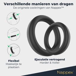 Cockring Siliconen 2 Maten - Nappex™ Rino Penisring Set voor een Stevige Erectie [Discreet Verzonden] - Penisringen voor Mannen - Rekbare Ballstretcher - Sex Toys voor Mannen en Koppels - Kamasutra - BDSM - Seksspeeltjes - Erotiek — thumbnail 2