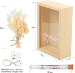 Premium geschenkdoos voor bruidspaar met natuurlijke materialen en led-lichtjes — thumbnail 6