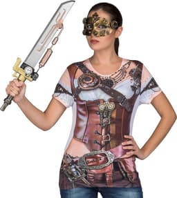 Dames T-shirt Korte Mouwen Steampunk Stijl Uniek Design — thumbnail 2