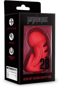 Model 28 - Ultra Soft Silicone Chastity Cage - Red — thumbnail 11