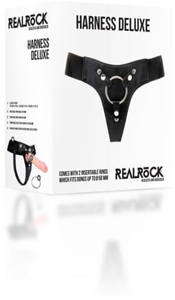 RealRock – Kunstlederen Voorbind Harnas met 2 Verschillende Ringen - Zwart — thumbnail 8