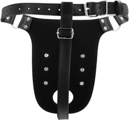 PU Leather Chastity Belt with Straps - Black — thumbnail 12