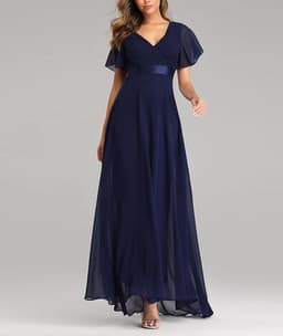 Avondjurk Dames - Feestjurk Maxi - Bruiloft Gast - V-hals Chiffon — thumbnail 2