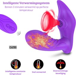 G2B® Clitoris Zuiger - Luchtdruk Vibrator met Afstandsbediening - Clitoris & G-spot Stimulator - Vibrators voor Vrouwen Realistisch & Koppels - 20 Standen - Verwarmd - Waterproof - Sex Toys Couples - Paars — thumbnail 7