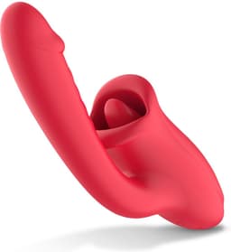 Teazers - Dildo met Clitoris Stimulator - Vibrators voor Vrouwen - Sex Toys voor Vrouwen - Dildo’s - Tong Vibrator - Dubbele Stimulatie - Rood — thumbnail 4