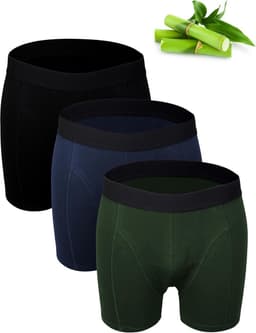 Set van 3 bamboe herenonderbroeken - Zacht, ademend en stretchable ondergoed in zwart — thumbnail 1